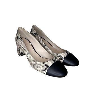 Cole Haan Go-To Pumps 10.5 Snakeskin Print Cap Toe Block Heel Women’s Shoes